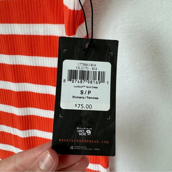 Mountain Hardwear Tank Dress Lookout Orange Coral Striped Dress Size Small NWT - Picture 9 of 10